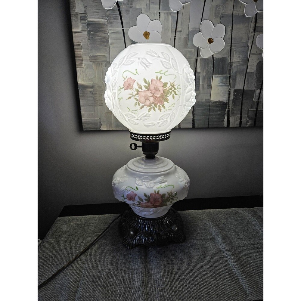 Vintage Phoenix Table Lamp Oil Lamp Style Wild Rose Gone with the Wind Style